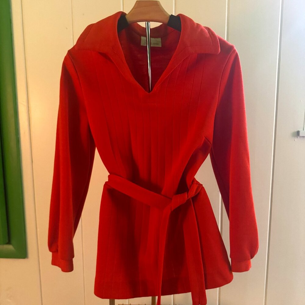Two Piece Authentic  Vintage 70's Orange Skirt Set